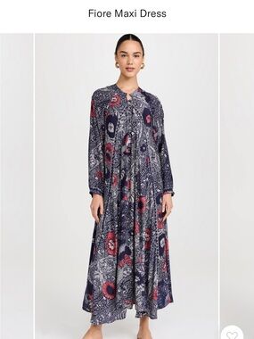 Natalie Martin Silk Fiore Maxi in Peacock Blue Ink